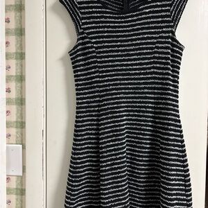 LOFT Black and White Striped Mini Dress